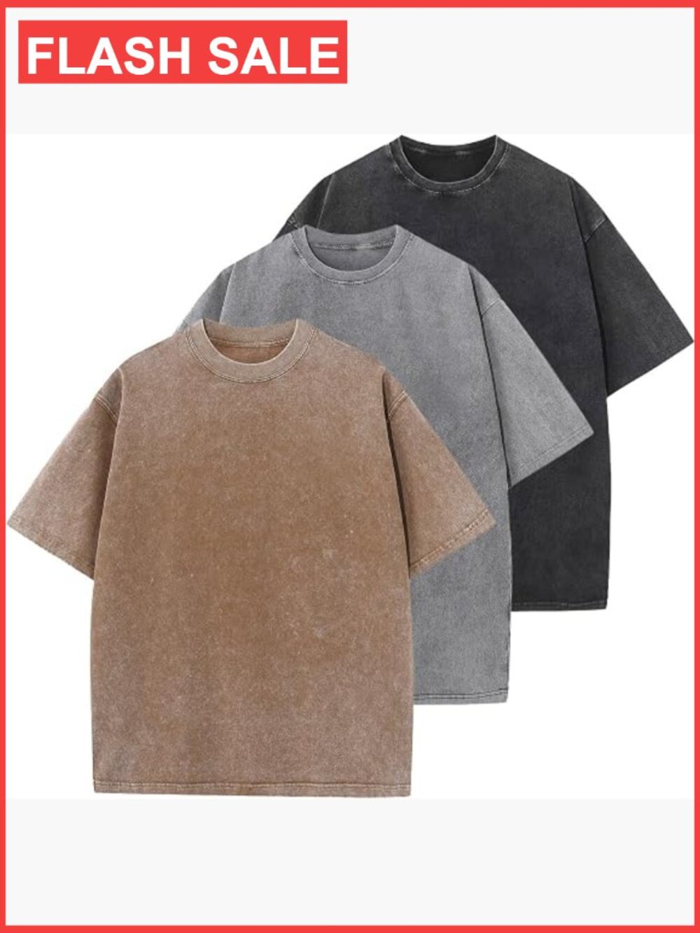 Heavyweight Cotton Tee Oversized Unisex Crew Neck 3 Pack Short Sleeve